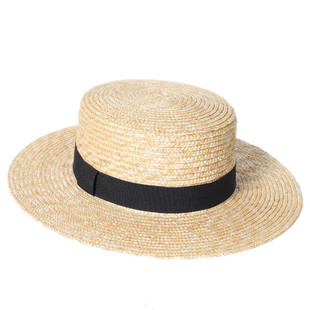 平顶帽子女夏季草帽度假麦秆编织海边沙滩帽网红防晒遮阳英伦礼帽