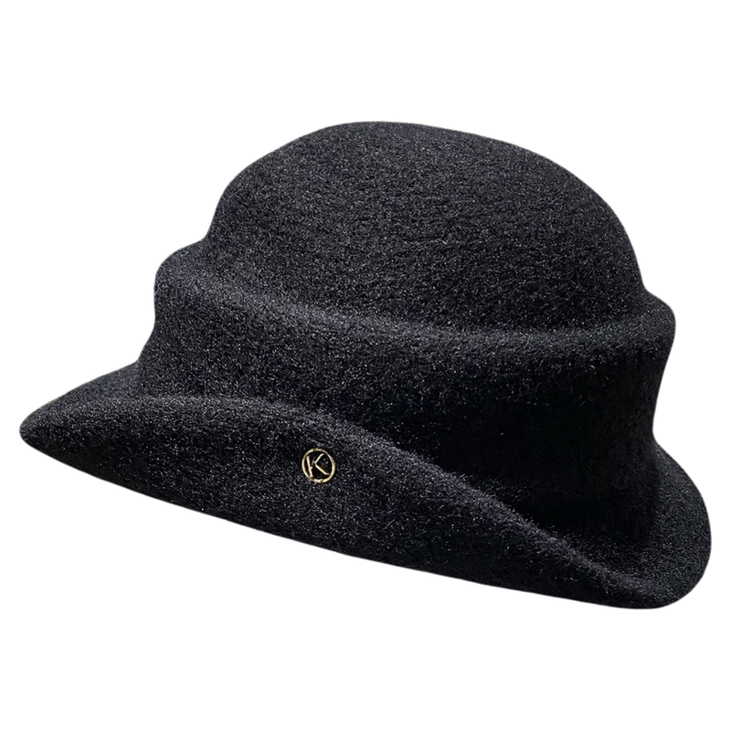 法式赫本风黑色卷边礼帽女士气质优雅复古渔夫帽秋冬季显脸小盆帽