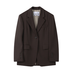 菁英西装LILY2025新款复古老钱风廓形宽肩通勤高级感西服外套女