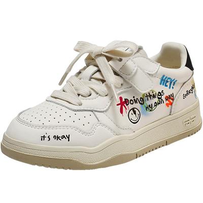 张凌赫同款百丽童鞋SMILEY联名流浪派对板鞋魔术贴小白鞋子6180