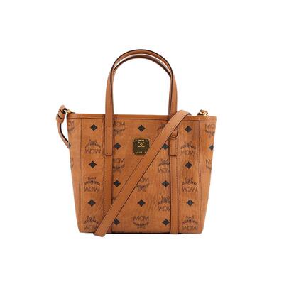 MCM女迷你/中号托特包菜篮子手提单肩斜挎包日常单肩包黑色干邑色