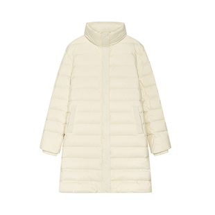 【90白鸭绒】DKNY唐可娜儿秋冬季中长款羽绒服女士立领排骨绗缝