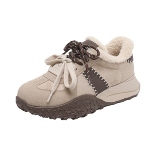 达芙妮加绒保暖德训鞋女2026新款冬季雪地靴厚底阿甘爆款运动鞋子