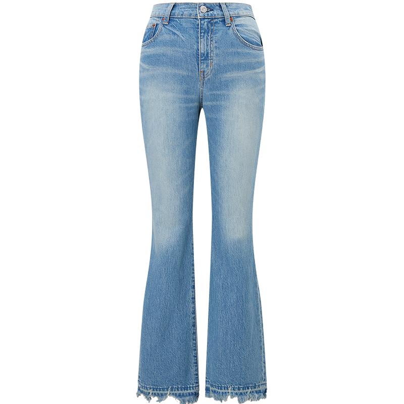 MOUSSY 春季新品休闲通勤风磨损毛边直筒牛仔裤028HSA12-1231