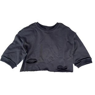 暮晨家新款秋装2025男童棉破洞卫衣中小童森系洋气圆领长袖上衣