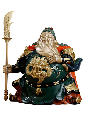 关二爷开业新款上市摆件武财神佛像客厅树关公神像黄铜桌面