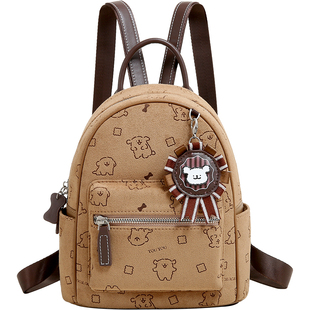 新年生日礼物TOUTOU线条小狗徽章双肩包大容量通勤背包可爱书包女