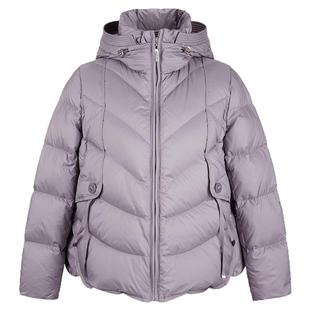 简爱诺冬季新款90白鹅绒女浅紫色连帽短款保暖羽绒服J2470041YR