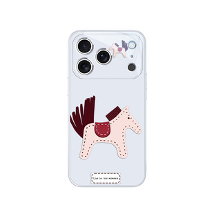 潦草小马适用苹果17pro马年手机壳iPhone16promax创意搞怪15plus简约Air红色14pro新年喜庆13男女12玻璃全包