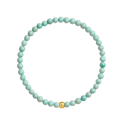 【天然原矿】真品绿松石金珠手串