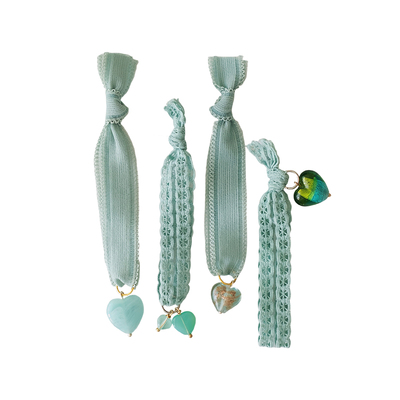 薄荷绿色发绳琉璃爱心原创小众