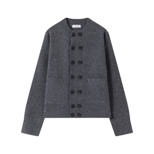 VLABMADE 复古老钱双排扣绒感毛衣*羊毛混纺优雅慵懒圆领针织开衫