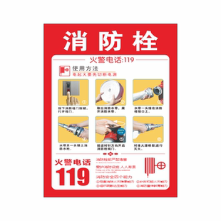 消防栓使用方法消防栓贴纸消防安全提示贴纸消防箱贴纸灭火器说明