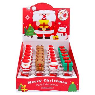 圣诞节创意卡通熊猫卷笔刀儿童学生可爱造型铅笔刀手动削铅笔器具