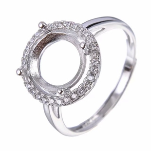 s925银活口戒指空托女款 5x5 6x6 7x7 8x8 9x9 10x10mm圆形戒托