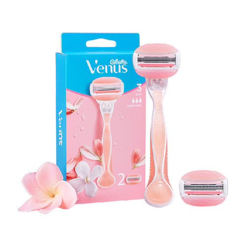 吉列维纳斯venus白茶刮毛刀剃毛刀女刮腋毛私处专用1刀架2刀头