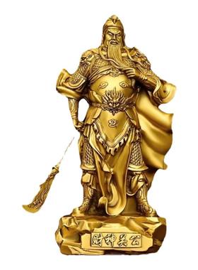 黄铜供养中式店铺武财神提刀摆件
