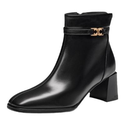 接吻猫通勤粗跟时装靴