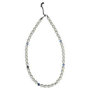 钛钢仿珍珠项链红色十字架轻奢项链男高级感小众设计感拼接锁骨链