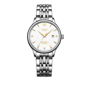 天王新款18K金LOGO男女士手表正品手表男女款钢带自动机械表5876