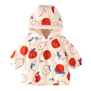 童泰儿童棉服男孩冬季外套男女宝宝衣服新年服女童连帽棉袄上衣