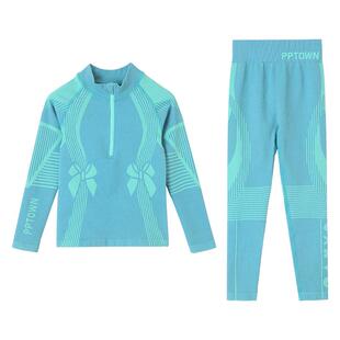 女童运动套装儿童一体织2025新款高弹训练透气速干裤子保暖运动服