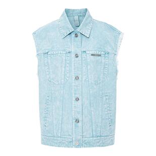 SU玛丝菲尔素牛仔马甲女夏新款潮酷时尚滚边中性背心