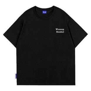 Wassup Heods短袖男女装国潮牌夏季重磅宽松情侣纯棉T恤明星同款