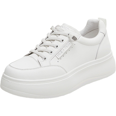 天美意春新款商场同款休闲百搭纯色厚底女小白鞋BL351CM5