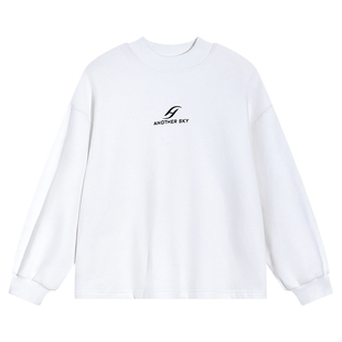 男童秋冬装韩范半高领加绒运动卫衣2025新款儿童白色宽松打底上衣