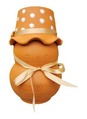 纯手工红陶组合雪人花盆室内阳台