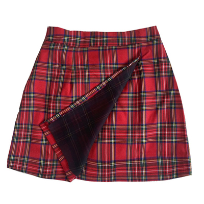 大码A字裙松紧腰不规则格子裙夏