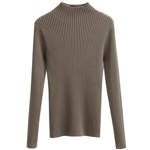 半高领针织衫女2025秋冬修身内搭加厚黑色毛衣长袖套头打底衫上衣