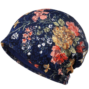 睡帽女士薄款秋冬老人奶奶头巾老年人纯棉透气睡觉光头中年妈妈帽