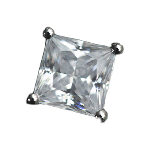 WBJ定制珠宝4爪公主方耳钉S925银镀金纯银耳钉 hiphop嘻哈耳钉