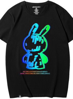 兔子莱卡大码同款卡通短袖印花