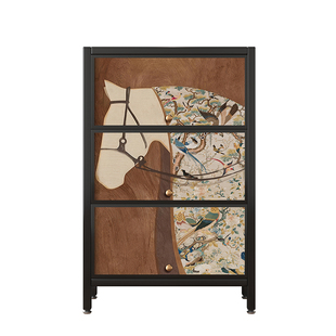 马到成功中古风钢制斗柜客厅靠墙沙发边柜玄关置物柜收纳柜高级感