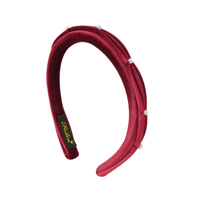 《绒珠》法式洋气红色丝绒珍珠发箍女高颅顶压发饰头箍新款高级感