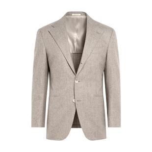 SUITSUPPLY西装外套灰褐色羊毛法兰绒慵懒西装上衣