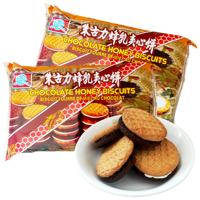 华声187g袋装朱古力夹心饼干8090后怀旧零食小吃早餐早点夜宵甜点