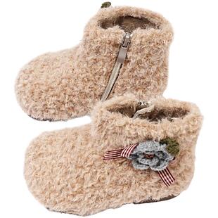 书萌儿童鞋子2026冬季新款韩版女童毛毛鞋外穿女小童加绒棉鞋高帮