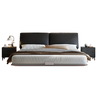 DDC大象耳朵悬浮床真皮床意式主卧软包床高端双人床碳素钢床架