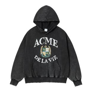 ADLV印花连帽卫衣25年新款复古做旧男女士巨好看的早秋一整套上衣