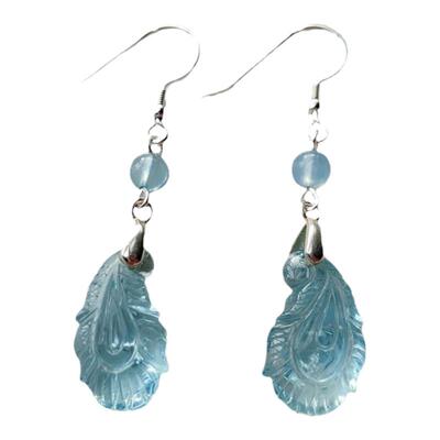 猫眼级冰种海蓝宝耳饰轻奢珠宝级