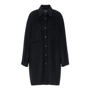 【商场同款】AUM噢姆2026年春季新款茧型衬衫领羊毛双面呢外套女