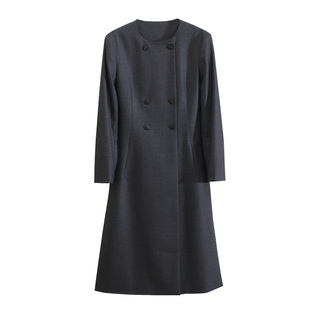 元蛋尾货GD 意奢!贵族线~ri本三菱三醋酸羊毛双排扣风衣连衣裙纯