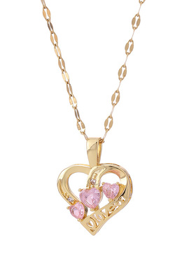 LOVE爱心粉色吊坠女士项链