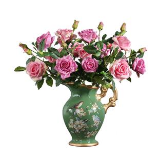 北欧客厅手感保湿玫瑰插花束假话花仿真花电视柜卧室花艺装饰摆设