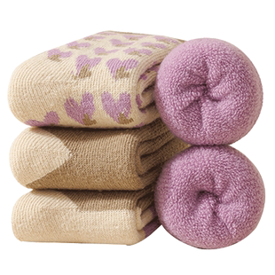 羊毛厚袜子女士冬季中筒袜保暖加厚月子袜秋冬睡眠地板棉袜长筒袜