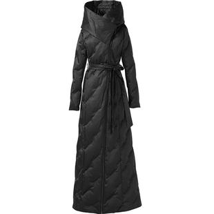 黑色羽绒服高级感新款女高领修身保暖超长款白鸭绒过膝到脚踝6081